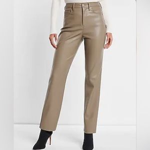 Express Super High Waisted Faux Leather Modern Straight Pant